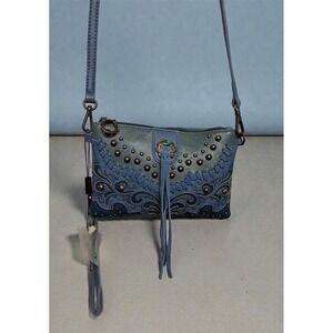 Montana West PU Leather Studded Crossbody Wristlet Clutch Purse New! (P1)